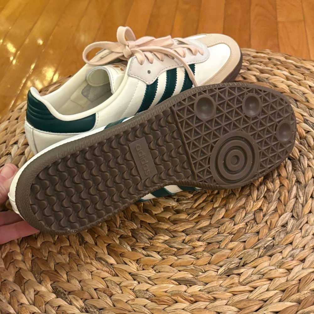 adidas Samba White and Green Athletic Shoes - Picture 3 of 10